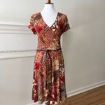 Ralph Lauren Lauren XL Dress Stretch Retro Boho Faux Wrap Patchwork Paisley Belt Photo 13