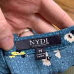 NYDJ  Womens Floral Print V Neck 3/4 Sleeve Blouse Teal Yellow White Size Medium Photo 4