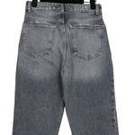 ZARA Wide Leg High Rise Vintage Distressed Cropped Jeans 2 Rinsed Black #3900 Photo 5