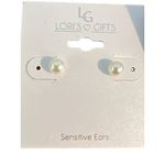3 New Pair Earrings Lori's Gifts Express Gold Tone Faux Pearl Hoops Pierced Photo 1