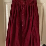Vintage 1970s Corduroy Long Midi Maxi Skirt with Buttons Retro Boho Western Red Size 14 Photo 3
