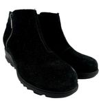 Sorel Evie Zip Ankle Boots Wedge Waterproof Suede Leather Round Toe Black 7.5 Photo 0