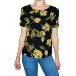 French Laundry Vintage Y2K Black & Yellow Gold Floral Printed Shirt Photo 0