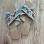 Raye Beige & Colorful Embroidered Floral Slide Sandals Photo 0