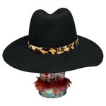 C.C. Exclusives Black Wool Fedora Leopard Band Mob Wife Halloween Gangster Hat Photo 3