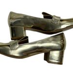 H&M Block Heel Fringe Loafers 38 US7 Gold Slip On Womens Shoes Photo 4