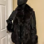 Genuine fox Fur Coat genuine leather jacket vest warm long sleeve trench bomber Jacket Fur Sheepskin Jacket Studs Black Size M Photo 7