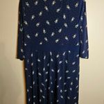 Croft & Barrow  XXL Yellow And Navy Blue Floral Three Quarter Sleeve Wrap Dress Photo 2