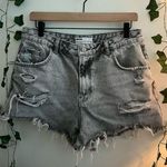 Bershka Distressed Light Washed Grey Denim Shorts Size 12 Photo 0