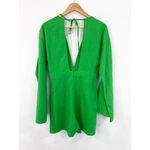 Misspap NEW  Plunge Front Romper 6 Green Tie Back Playsuit Linen Look Glam Photo 4