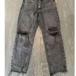 We The Free by Free People Black Distressed Button Fly Denim Jeans Women’s SZ 27 Photo 2