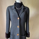 Vintage Fathi Due Paris Pure Cashmere Coatigan S/M Gray Fur Cuff Long Maxi Coat Photo 4