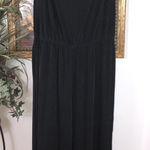 Chico’s Travelers 2P Black Sleeveless Wide Leg Jumpsuit Drape Neck Rhinestone Photo 0