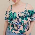 Torrid Crinkle Gauze Cold Shoulder Ruffle Top Sand Floral Size 2 NWT Photo 0