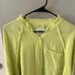 Aerie Green Linen Oversized Button-Up Cardigan Top Photo 1