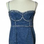 SALT Denim Mini Dress Studded Bustier Spaghetti Straps Blue Jean Party Grunge Size M Photo 0