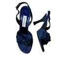 BELTRAMI Suede Sandals Navy Blue 3D Floral Design Sling Back Italy EU 38 US 7.5 Photo 12