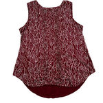 Dolan Anthropologie Tank Top Women's Large Wine Floral Solid Back Pleated Front Red Photo 0