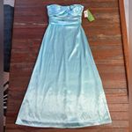 NWT Vintage Nicole Miller Satin Strapless Formal Maxi Gown ~ Size 6 🧡🍄 Blue Photo 5