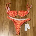 Shekou  Orange/Red 2 Piece Bikini Set Top Size Small & Bottom Size Medium NWT Photo 0