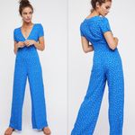 Free People  v-neck plunging blue printed mia jumpsuit Photo 2