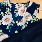 Rose + Olive Floral, Pleated, Flowy, Dressy Tank, Navy Blue, Peach, Size L Photo 8
