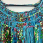 Free People Vintage Teal Blue Floral Short Flutter Sleeve Boho Top Size 1 Small Photo 8