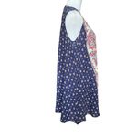 JODIFL Tunic Dress Blouse Size Small Blue Boho Scarf Print Trapeze Swing Top Photo 3
