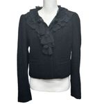 Ann Taylor Black Wool Blend Cropped Blazer With Lace & Ruffles Size 8 Photo 5