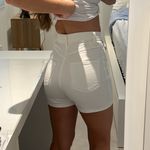 H&M Conscious collection by  ivory white high waist denim shorts pocket belt loop Photo 2