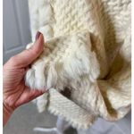 Vintage Jones New York Signature Cream Knit Angora Cardigan White Fur Trim XL Photo 6