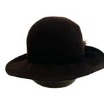 Vintage Geo W Bollman Lords Chocolate Doeskin Felt Wool Hat Feather Photo 3