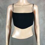 ZARA Rib Knit Spaghetti Strap Crop Top Black Size Medium Photo 2