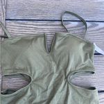 Aerie NWT medium one piece full coverage olive green swim suit cut out Photo 3