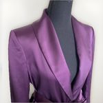 Banana Republic Satin Tie Waist Blazer Women's 6P Petite Purple Pinot Noir $180 Photo 3