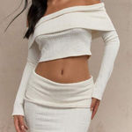 Missguided  Cable Knit Off The Shoulder Long Sleeve Two Piece Set Photo 0
