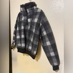 ✨ Women’s Black Gray Plaid Fleece Pullover | Mock Neck 3/4 Zip Jacket | Cozy | L Size L Photo 2