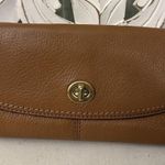 Coach  Park Skin Turn kiss Lock Slim leather Envelope Wallet Brown Photo 0