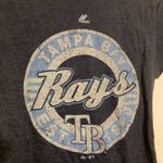 Tampa Bay Rays Shirt Medium Majestic Dark Blue Short Sleeve Cotton Blend MLB Photo 1