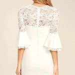Lulus Lulu’s nwt ivory white lace top bell sleeve fitted dress size medium Photo 3