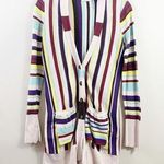 Anthropologie  Rosie Neira Striped Cream/Burgundy Cardigan Photo 0