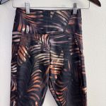 Oysho  Leggings Womens Medium Black Multi Palm Print Tropical Scalloped Gym Train Photo 1