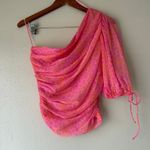 Amanda Uprichard Beckham Pink Geometric Print One Shoulder Top Size Small Photo 7