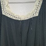Tart Black White Polka Dot Square Neck Lace Trim Bell Sleeve Top L classic girly Size L Photo 2