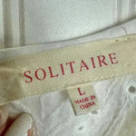 Solitaire  white eyelet lace V-neck crop top flutter sleeve size large A36 Photo 2