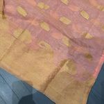 Indian Pakistani New Light Peach & Gold Organza Cotton Blend Stitched 2pc Suit Size M Photo 5