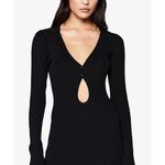 Bardot  Black Long Sleeve Keyhole Ribbed Dress Photo 8