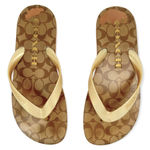 Coach | Women's Size 6 | Zak Flip Flop Gold Signature Rubber Slides Photo 1