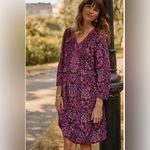J Jill Womens Oversized Floral Peasant Dress Size 2X Boho Artsy Cottage Loose Purple Photo 1
