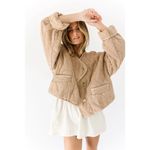 Free People NWOT Gwynnie Quilted Jacket - champagne diamonds tan - small Photo 2